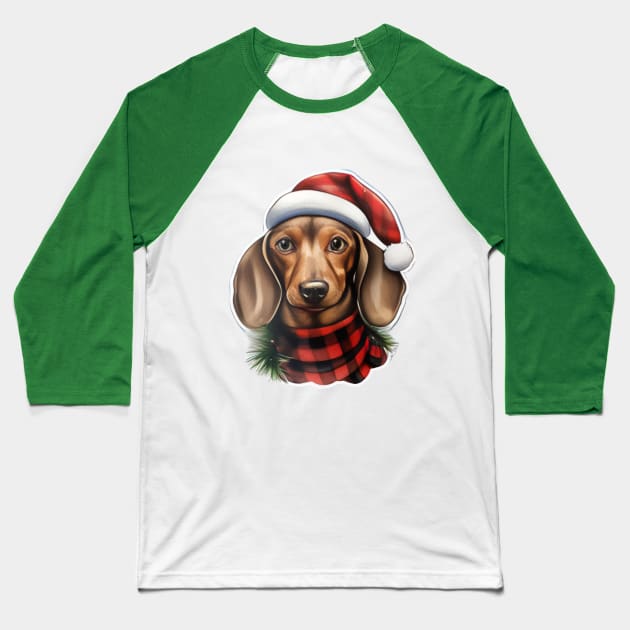 Dachshund Christmas Baseball T-Shirt by Mistywisp